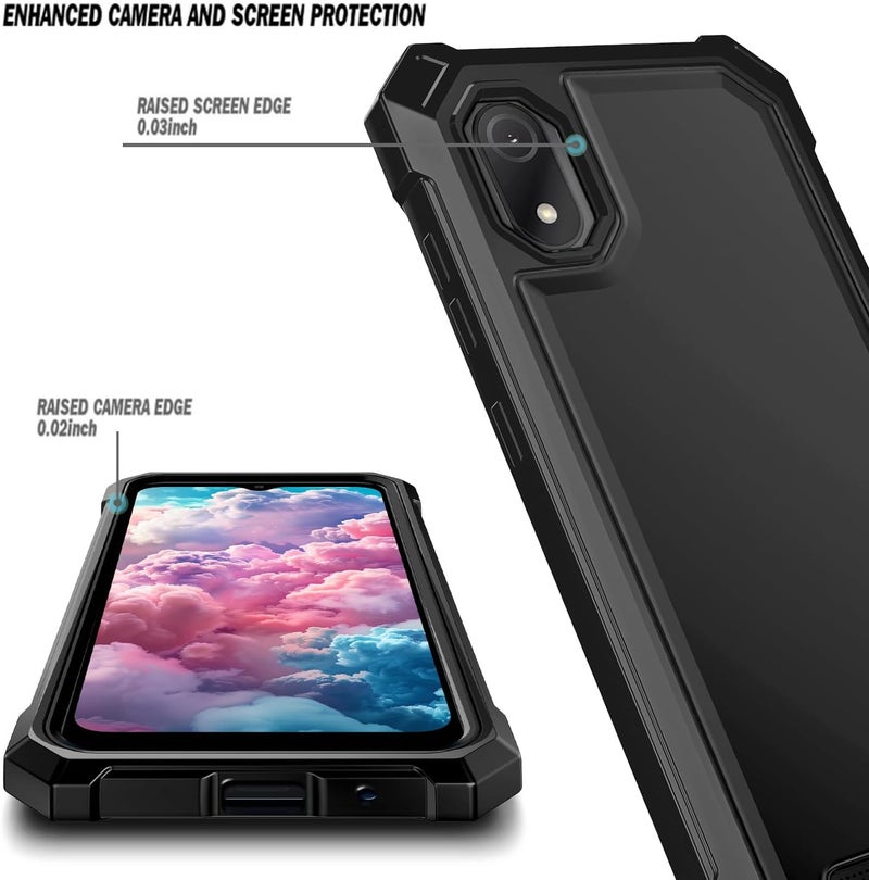WDHD Designed for Cloud Mobile Stratus C8 Phone Case, Black | with Tempered Glass Screen Protector | Full-Body Protective Shockproof Rugged Bumper Cover - Image 2